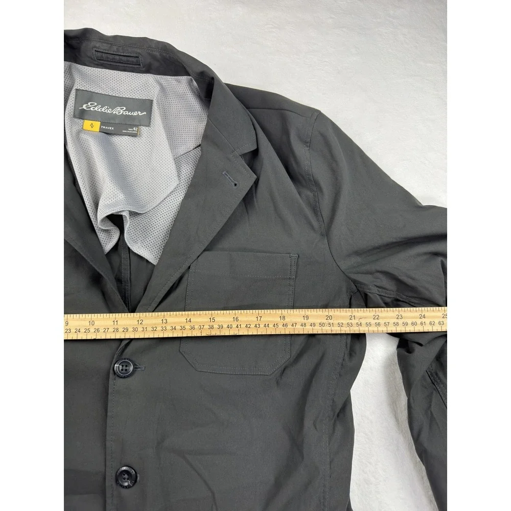 Eddie Bauer Blazer‎ Mens 42 Gray Travex Three Button Travel Jacket